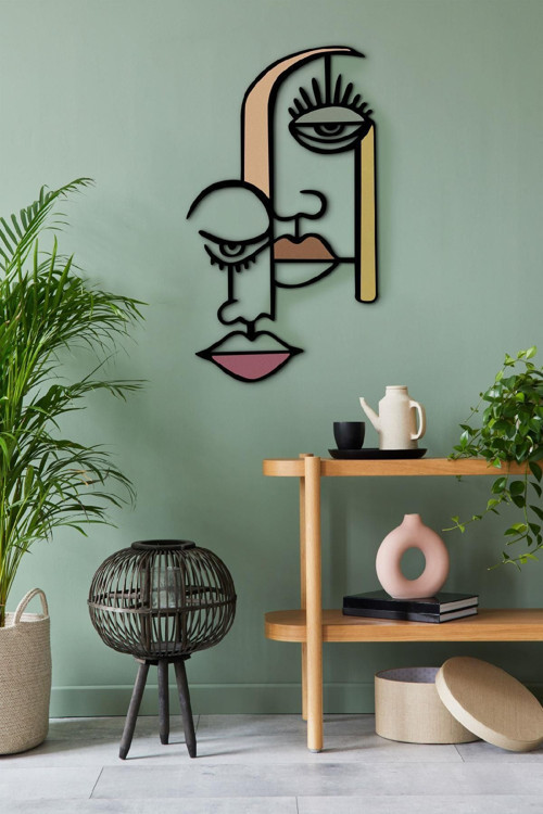 Beautiful Ahşap Detaylı Metal Duvar Tablosu, Ev Ofis Duvar Panosu