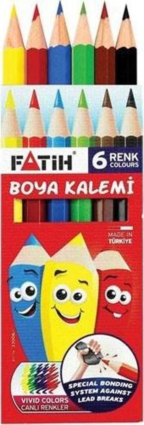 Kuru Boya Kalemi Yarım Boy 6 Renk 33006 Fa33006Kb6Ryb