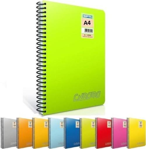 Chromo A4 Spiralli Pp Kapak Defter 100 Yaprak Çizgisiz (4 Lü Paket) 2065