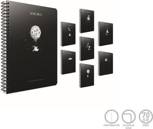 Astro Notes Spiralli Karton Kapak Defter A4 100 Yaprak Çizgili (4 Lü Paket) 5414