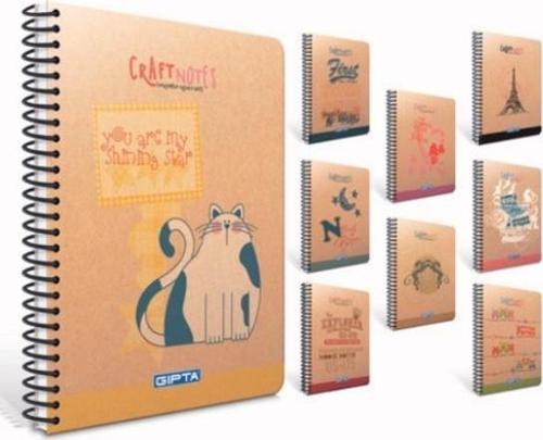 Craft Notes A4 Spiralli Sert Kapak Defter (Krem Rengi Kağıt) 100 Yaprak Kareli (2 Li Paket)