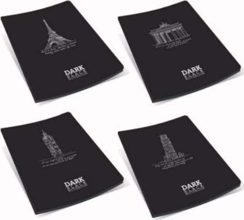 Dark Karton Kapak Defter (Siyah Kağıtlı) 9,5X17Cm 36 Yaprak Çizgisiz (4 Lü Paket)