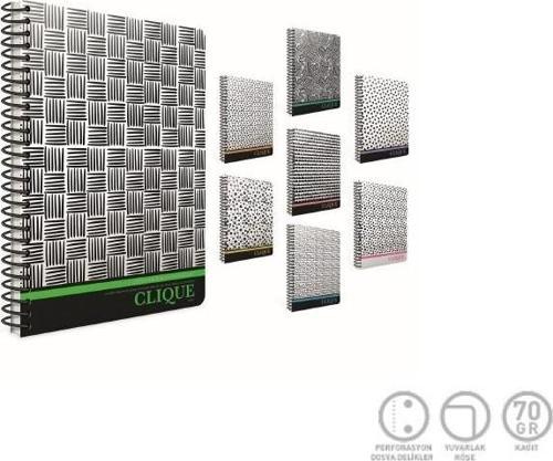 Clique Spiralli Ofset Plastik Kapak Defter A4 120 Yaprak Çizgili (3 Lü Paket) 4487