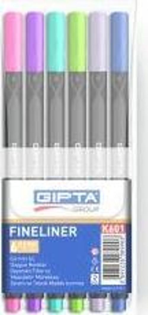 Fineliner İnce Keçe Uçlu Kalem 0,4Mm Pvc Üçgen 6 Renk K6010