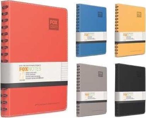 Fox Spiralli Deri Kapak Not Defteri A5 120 Yaprak Kareli 6177 (Karışık Renk 1 Adet)