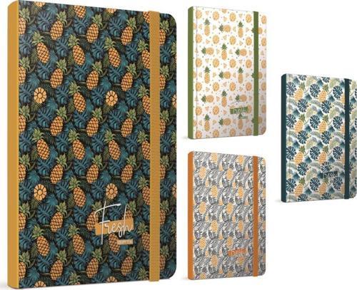 Fresh İp Dikişli Sert Kapak Lastikli Not Defteri 9X14Cm 120 Yaprak Çizgili (4 Lü Paket) 4317