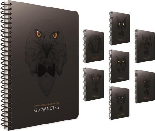 Glow Notes Spiralli Karton Kapak Defter 17X24Cm 80 Yaprak Kareli (4 Lü Paket) 4209