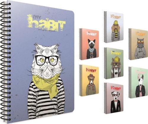 Habit A4 Spiralli Karton Kapak Defter 80 Yaprak Kareli (4 Lü Paket) 4393