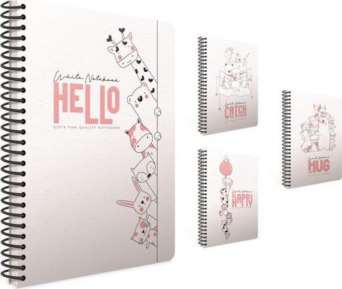 White Notebook A4 Spiralli Karton Kapak Defter 100 Yaprak Kareli (4 Lü Paket) 4340