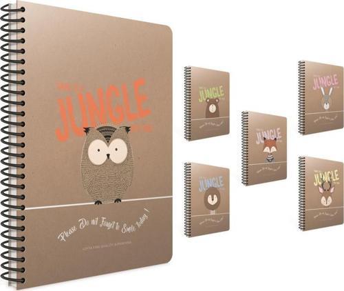 Jungle Out Spiralli Sert Kapak Defter 19X26Cm 120 Yaprak Kareli (2 Li Paket) 4236
