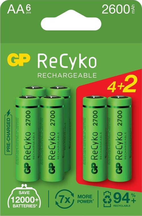 AA 2600 Mah Şarjlı Kalem Pil 4+2'Li Paket Gp270AAhce4-2