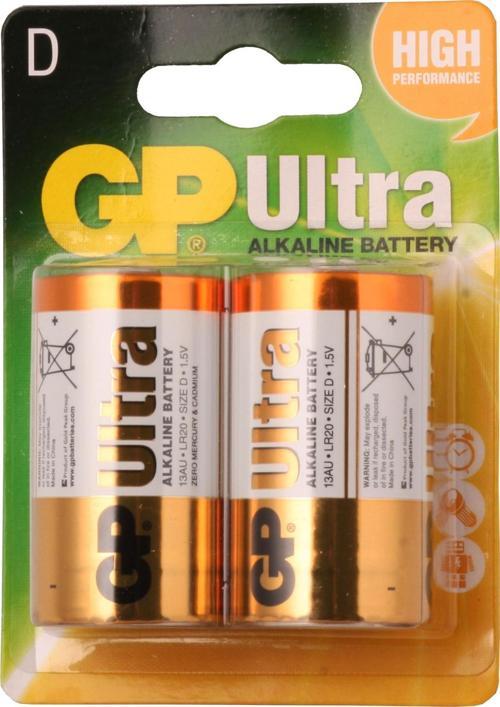 Lr20 Büyük Boy Ultra Alkalin Pil 2 Li Paket Gp13Au-U2 D Boy