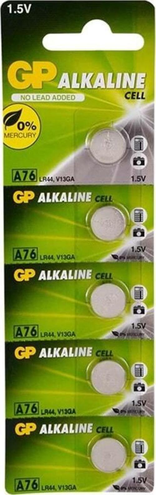 Lr44 Alkalin Düğme Pil Gpa76-C5 5 Li Paket