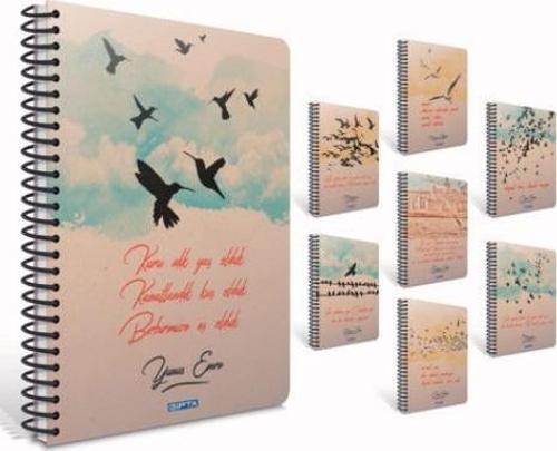 Kuşlar Spiralli Sert Kapak Defter 19X26Cm 120 Yaprak Kareli (2 Li Paket) 6523