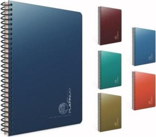 Platinum Spiralli Plastik Kapak Defter 17X24 Cm 100 Yaprak 70 Gram Krem Kağıt Çizgisiz (4 Lü Paket) 6432
