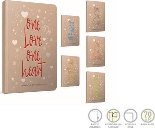 Love Book İp Dikişli Sert Kapak Defter 19X26Cm 120 Yaprak Kareli 5377 (1 Adet)