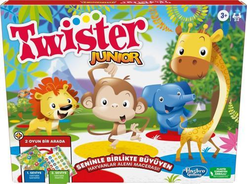 Oyuncak Twister Junior Oyunu, Hayvan Macerası 2 Taraflı Mat, 2 Oyun 1 Arada