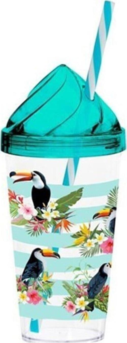 Desenli Pipetli Plastik Bardak Tropical 660 Cc 161748-006