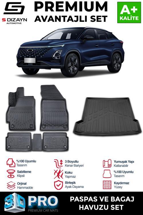 Chery Omoda 5 3D Pro Havuzlu Paspas ve Bagaj Havuzu Seti (2'li SET) 2022 Üzeri A+ Kalite