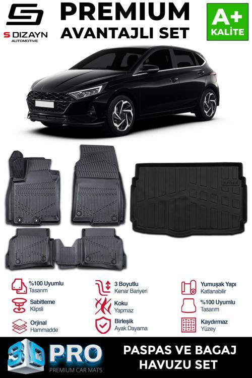 Hyundai i20 3D Pro Havuzlu Paspas ve Bagaj Havuzu Seti (2'li SET) 2020 Üzeri A+ Kalite