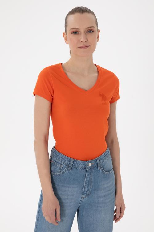 Kadın V Yaka Basic T-shirt 2080797