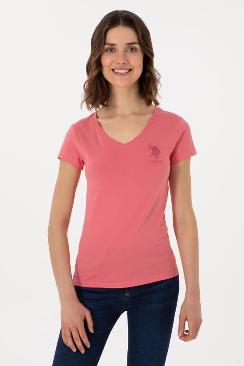 Kadın V Yaka Basic T-shirt 2080797