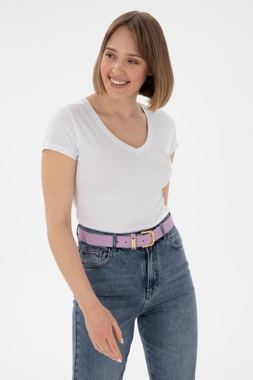 Kadın V Yaka Basic T-shirt 2080797