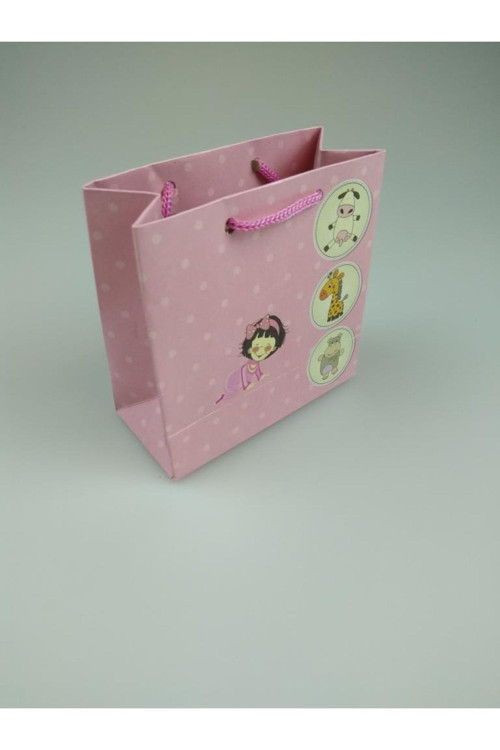 Karton Çanta Pembe Bebekli 11Cm X 11Cm ( 1 Adet )