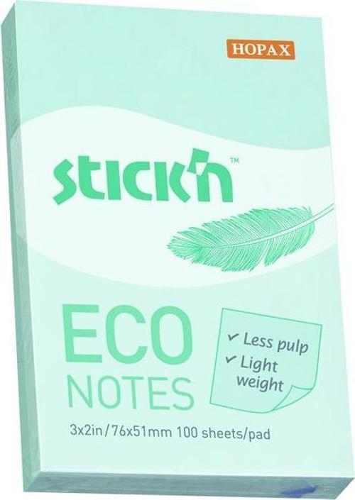 Stickn 76X51Mm Eco Notes Yapışkanlı Not Kağıdı Pastel Mavi 100 Yaprak (12 Paket) 21743