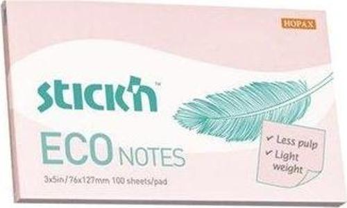 Stickn Yapışkanlı Not Kağıdı 100 Yaprak 76X127Mm Eco Pastel Pembe 4-2175000-5001 (12 Koçan)