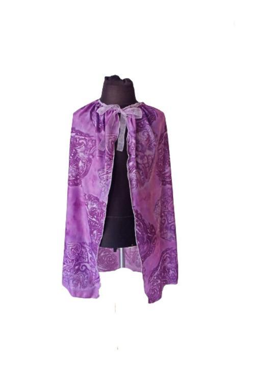 Cadılar Bayramı Halloween Lila Desenli Pelerin 70 Cm
