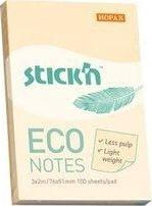 Stickn Yapışkanlı Not Kağıdı 100 Yaprak 76X51Mm Eco Pastel Sarı 4-2174100-5001 (12 Koçan)