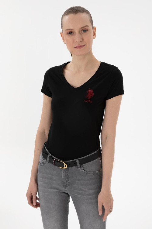 Kadın V Yaka Basic T-shirt 2080797