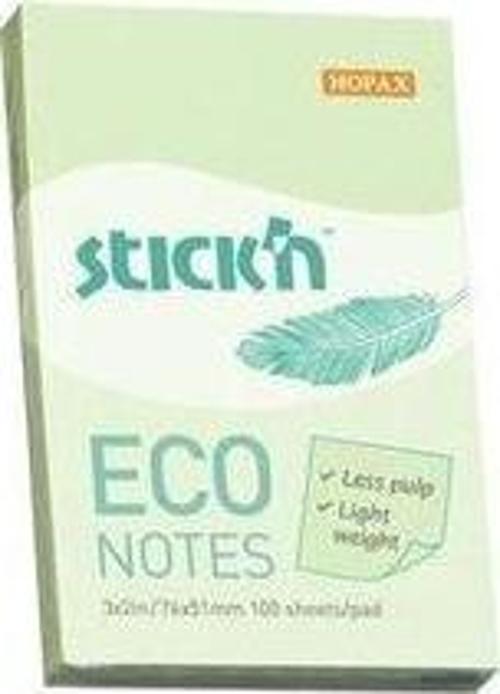 Stickn Yapışkanlı Not Kağıdı 100 Yaprak 76X51Mm Eco Pastel Yeşil 4-2174400-5001 (12 Koçan)