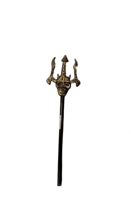 Cadılar Bayramı Halloween Şeytan Asa Kurukafa Gold 48 Cm (Eskitme)