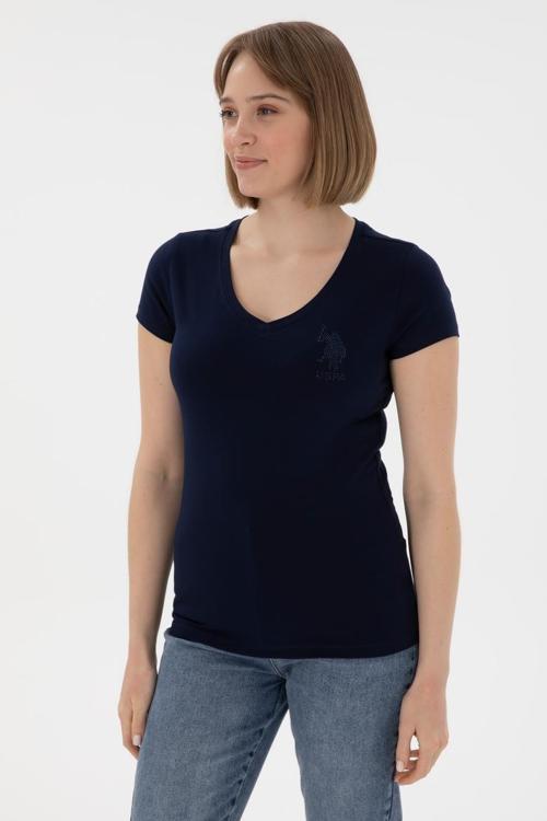 Kadın V Yaka Basic T-shirt 2080797