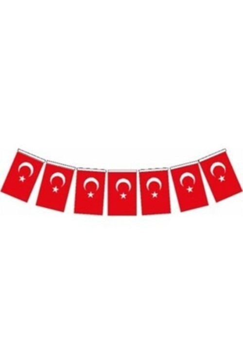 Türk Bayrağı Kağıt Ipli Sıralı Ay Yıldız 50'Li 3 M 6Cm X 10Cm