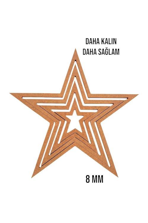 4'lü Yildiz Ham Mdf, 8mm Kalınlık, 30 Cm Kasnak, Boyanabilir Vidasız Kasnak, Makrome Halkası