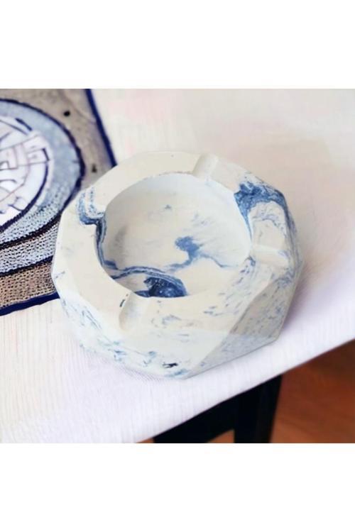 Mermer Desen El Yapımı Beton Dekoratif Küllük / Kül Tablası