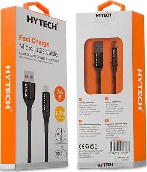 Hy-X250 3A Micro Usb 1,2 Metre Siyah Data + Sarj Kablosu