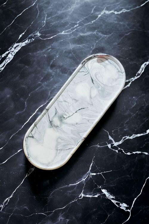 Marble Beton Çok Amaçlı Sunum Servis Tepsisi, Dekoratif Sunumluk ,Organizer Takılık
