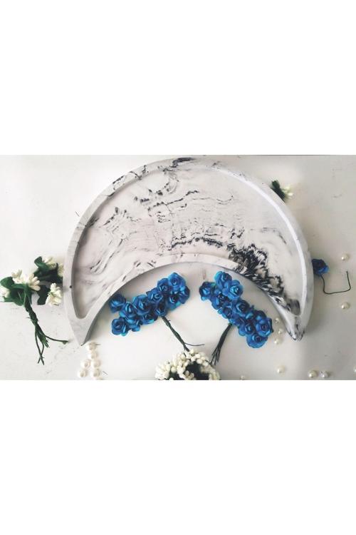 Marble Serisi Antrasit Hilal Sunum Tepsisi