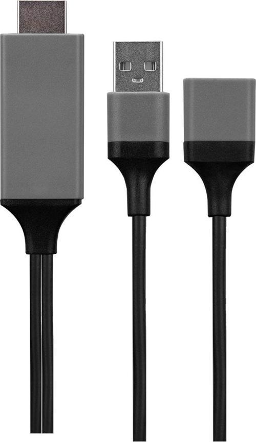 Siyah-Gri Usb-F To Hdmi 1M Mobil Telefon Uyumlu Kablo Hy-Xo51