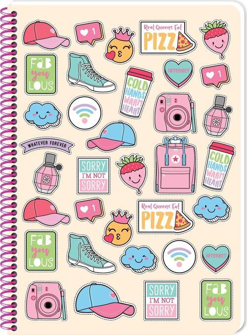 Sweet Fun A4 80 Yaprak Kareli Plastik Kapak Spiralli Perforajlı Defter (3 Lü Paket)