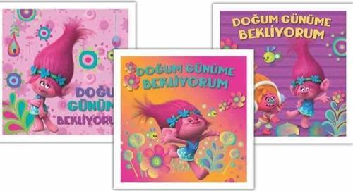 Trolls Doğum Günü Kartı 9X5,5Cm + Zarf (10 Lu Paket)