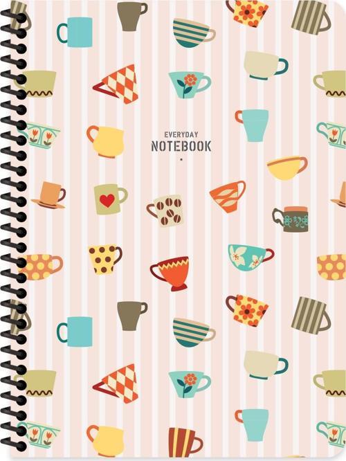 Not Defteri Karton Kapak Spiralli Coffee 16,X22,5Cm 80 Yaprak Çizgili 384641-99 (Karışık Renk 1 Adet)