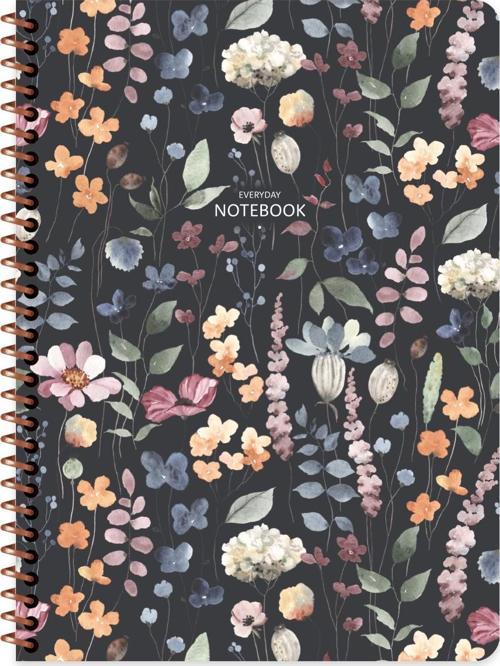 Not Defteri KartonKapak Spiralli Çiçek 16,5X22,5Cm 80 Yaprak Kareli 385342-99 (Karışık Renk 1 Adet)