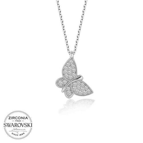 Swarovski Taşlı Gümüş Kalp Bayan Kolye
