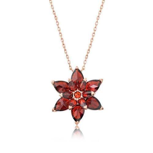 Gümüş Rose Lila Lotus Çiçeği Kolye