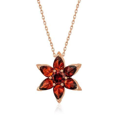 ​Gümüş Rose Mor Çiçek Kolye